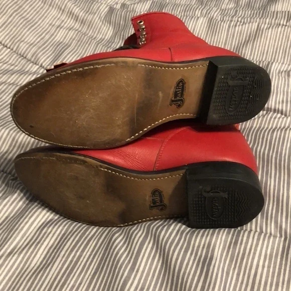 Vintage JUSTIN Boots RED Roper Size 5.5 D Style 503Y Registered NO. 73416 - Picture 9 of 16